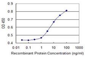 Detection limit for recombinant GST tagged MAP3K7IP1 is 1 ng/ml as a capture antibody. (TAB1 抗体  (AA 1-504))