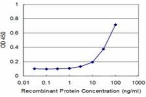 Detection limit for recombinant GST tagged SNCB is approximately 3ng/ml as a capture antibody. (beta Synuclein 抗体  (AA 1-134))