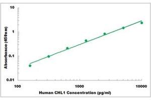ELISA image for Cell Adhesion Molecule with Homology To L1CAM (Close Homolog of L1) (CHL1) ELISA Kit (ABIN5526880)