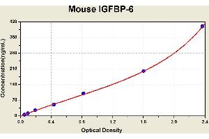 Diagramm of the ELISA kit to detect Mouse 1 GFBP-6with the optical density on the x-axis and the concentration on the y-axis. (IGFBP6 ELISA 试剂盒)