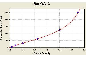 Diagramm of the ELISA kit to detect Rat GAL3with the optical density on the x-axis and the concentration on the y-axis. (Galectin 3 ELISA 试剂盒)