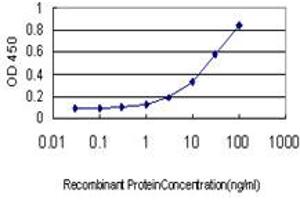Detection limit for recombinant GST tagged ADRA1A is approximately 0. (alpha 1 Adrenergic Receptor 抗体  (AA 1-27))
