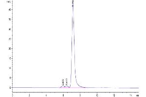 Size-exclusion chromatography-High Pressure Liquid Chromatography (SEC-HPLC) image for PTK7 Protein tyrosine Kinase 7 (PTK7) (AA 39-712) protein (His tag) (ABIN7274039)