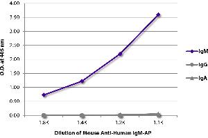 ELISA image for Mouse anti-Human IgM (Heavy Chain) antibody (Alkaline Phosphatase (AP)) (ABIN135611)