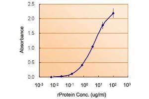 ELISA Image ELISA detection of NODAL using  for capture at a concentration of 5 µg/mL and  for detection at a concentration of 1. (Nodal 抗体  (Center))