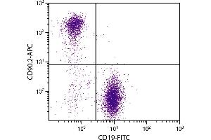 BALB/c mouse splenocytes were stained with Rat Anti-Mouse CD90. (CD90.2 / Thy-1.2 抗体  (APC))