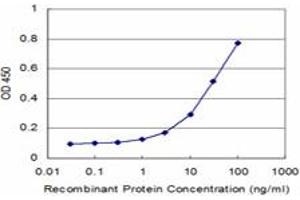 Detection limit for recombinant GST tagged AGR2 is approximately 3ng/ml as a capture antibody. (AGR2 抗体  (AA 1-175))
