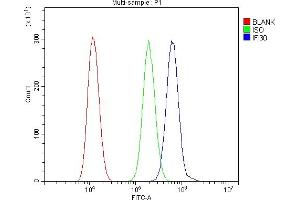 Flow Cytometry analysis of HEPA1-6 cells using anti-GILT/IFI30 antibody (ABIN7601299).