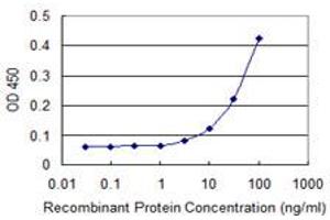 Detection limit for recombinant GST tagged EFNA3 is 3 ng/ml as a capture antibody. (Ephrin A3 抗体  (AA 1-238))