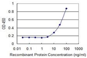 Detection limit for recombinant GST tagged COL9A1 is 3 ng/ml as a capture antibody. (COL9A1 抗体  (AA 1-328))