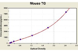 Diagramm of the ELISA kit to detect Mouse TGwith the optical density on the x-axis and the concentration on the y-axis. (Thyroglobulin ELISA 试剂盒)