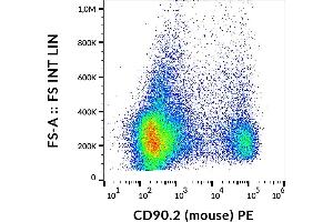 Flow cytometry analysis (surface staining) of murine splenocytes using anti-CD90. (CD90.2 / Thy-1.2 抗体  (PE))