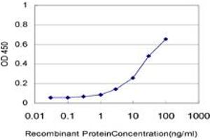 Detection limit for recombinant GST tagged ZIC1 is approximately 1ng/ml as a capture antibody. (ZIC1 抗体  (AA 2-95))