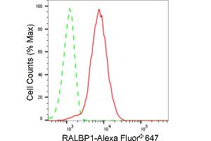 Flow cytometric analysis of RALBP1 expression in HeLa cells using RALBP1 antibody (ABIN7800126), 1:2,000). (Recombinant RALBP1 抗体)