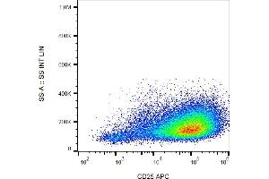 Flow cytometry analysis (surface staining) of PHA-stimulated (3 days) human PBMC with anti-CD25 (MEM-181) APC (CD25 抗体  (APC))