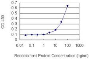 Detection limit for recombinant GST tagged PHACTR3 is 1 ng/ml as a capture antibody. (PHACTR3 抗体  (AA 92-179))