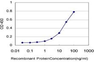 Detection limit for recombinant GST tagged PAX7 is approximately 1ng/ml as a capture antibody. (PAX7 抗体  (AA 411-520))