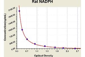 Diagramm of the ELISA kit to detect Rat NADPHwith the optical density on the x-axis and the concentration on the y-axis. (NADPH ELISA 试剂盒)