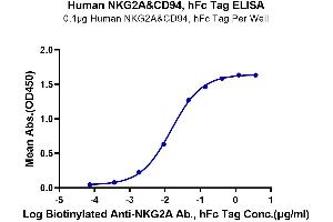 Immobilized Human NKG2A&CD94, hFc tag at 1 μg/mL (100 μL/Well) on Fc Antibody (5 μg/mL) precoated plate.