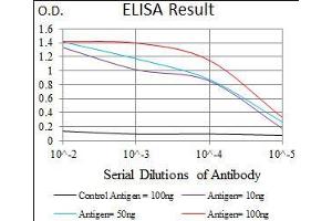 Black line: Control Antigen (100 ng), Purple line: Antigen(10 ng), Blue line: Antigen (50 ng), Red line: Antigen (100 ng), (TGFBR3 抗体  (AA 147-328))