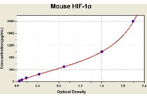Diagramm of the ELISA kit to detect Mouse H1 F-1alphawith the optical density on the x-axis and the concentration on the y-axis. (HIF1A ELISA 试剂盒)