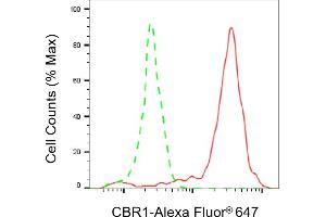 Flow cytometric analysis of CBR1 expression in HepG2 cells using CBR1 antibody (ABIN7797873), 1:2,000). (CBR1 抗体)