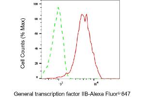 Flow cytometric analysis of General transcription factor IIB expression in HeLa cells using General transcription factor IIB antibody (ABIN7798706), 1:2,000). (Recombinant GTF2B 抗体)