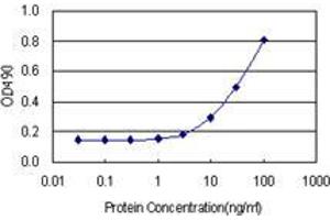 Sandwich ELISA detection sensitivity ranging from 3 ng/mL to 100 ng/mL. (PRRX2 (人) Matched Antibody Pair)