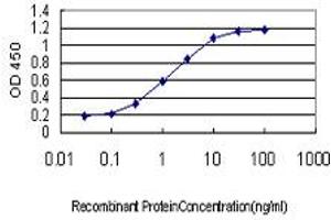 Detection limit for recombinant GST tagged ING1 is approximately 0. (ING1 抗体  (AA 41-140))