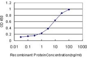 Detection limit for recombinant GST tagged FABP1 is approximately 0. (FABP1 抗体  (AA 1-127))