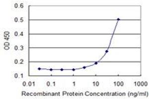 Detection limit for recombinant GST tagged MOSPD3 is 3 ng/ml as a capture antibody. (MOSPD3 抗体  (AA 43-141))
