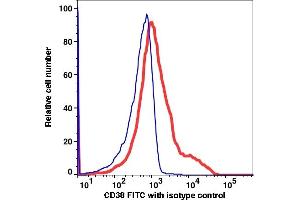 Flow Cytometry (FACS) image for anti-CD38 antibody (FITC) (ABIN2704259) (CD38 抗体  (FITC))