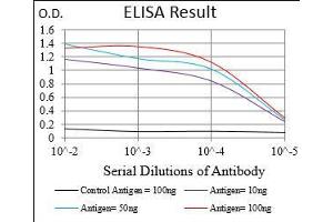 Black line: Control Antigen (100 ng), Purple line: Antigen(10 ng), Blue line: Antigen (50 ng), Red line: Antigen (100 ng), (Syndecan 1 抗体  (AA 28-171))