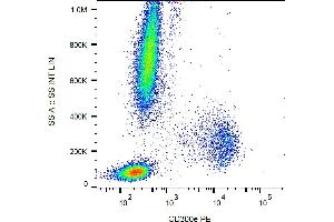 Flow cytometry analysis (surface staining) of human peripheral blood with anti-human CD300e (UP-H2) PE. (CD300E 抗体  (PE))