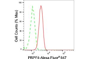 Flow cytometric analysis of PRPF4 expression in HT- cells using PRPF4 antibody (ABIN7800057), 1:2,000). (Recombinant PRPF4 抗体)