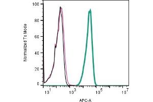 Cell surface detection of ZIP10 by indirect flow cytometry in live intact human Jurkat T-cell leukemia cell line: + goat-anti-rabbit-APC.