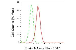 Flow cytometric analysis of Epsin 1 expression in HepG2 cells using Epsin 1 antibody (ABIN7798486), 1:2,000). (Recombinant Epsin 1 抗体)