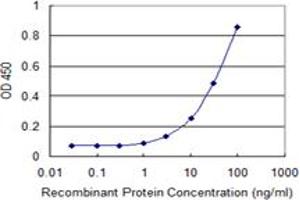 Detection limit for recombinant GST tagged TUFT1 is 1 ng/ml as a capture antibody. (TUFT1 抗体  (AA 241-350))
