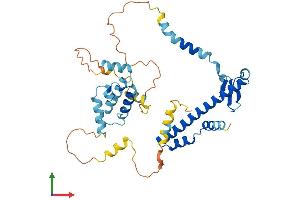 AlphaFold protein structure predicition of Human Recombinant DNAJC18 Protein, UniprotID Q9H819 (DNAJC18 Protein (AA 1-358) (His tag))