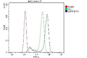Flow Cytometry analysis of A431 cells using anti-EGFR antibody (ABIN5518909). (EGFR 抗体  (N-Term))