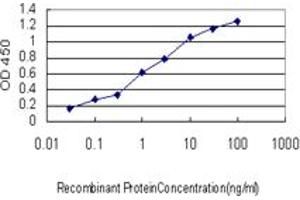 Detection limit for recombinant GST tagged STAU2 is approximately 0. (Double-stranded RNA-binding protein Staufen homolog 2 (STAU2) (AA 2-90) 抗体)