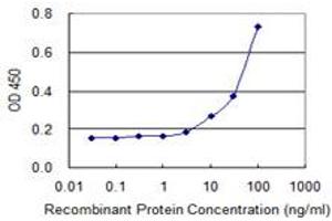 Detection limit for recombinant GST tagged SH3GL1 is 3 ng/ml as a capture antibody. (SH3GL1 抗体  (AA 12-119))