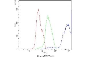 Flow cytometry testing of human MCF7 cells with DBI antibody at 1ug/10^6 cells (blocked with goat sera) (Diazepam Binding Inhibitor 抗体  (AA 2-187))