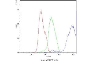 Flow cytometry testing of human MCF7 cells with DBI antibody at 1ug/10^6 cells (blocked with goat sera) (Diazepam Binding Inhibitor 抗体  (AA 2-187))