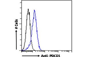 ABIN185400 Flow cytometric analysis of paraformaldehyde fixed Jurkat cells (blue line), permeabilized with 0.