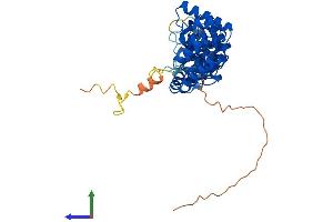 AlphaFold protein structure predicition of Mouse Recombinant Ptcd2 Protein, UniprotID Q8R3K3 (PTCD2 Protein (AA 1-381) (His tag))