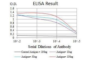 Black line: Control Antigen (100 ng), Purple line: Antigen(10 ng), Blue line: Antigen (50 ng), Red line: Antigen (100 ng), (MMP3 抗体)