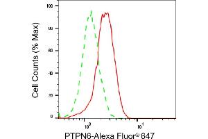 Flow cytometric analysis of PTPN6 expression in A549 cells using PTPN6 antibody (ABIN7800047), 1:2,000). (SHP1 抗体)