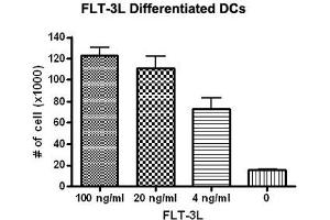 Activity Assay (AcA) image for Fms-Related tyrosine Kinase 3 Ligand (FLT3LG) (Active) protein (Myc-DYKDDDDK Tag) (ABIN2721238)