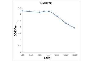 Antigen: 2 µg/100 µL  Primary: Antiserum, 1:500, 1:1000, 1:2000, 1:4000, 1:8000, 1:16000, 1:32000;  Secondary: HRP conjugated Rabbit Anti-Goat IgG at 1: 5000;  TMB staining Read the data in Microplate Reader by 450nm. (STAU1/Staufen 抗体)